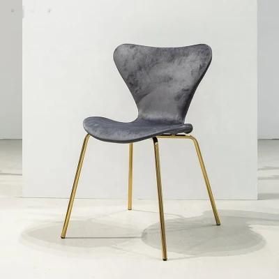 Light Luxury Stylish Rose Golden Metal Leg Optional Color Velvet Upholstery High Bar Chair for Single Use