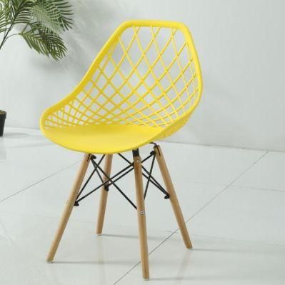 Modern Furniture Restaurant Plastic Dining Chair Nordic EMS Chair with Classic Wood Legs