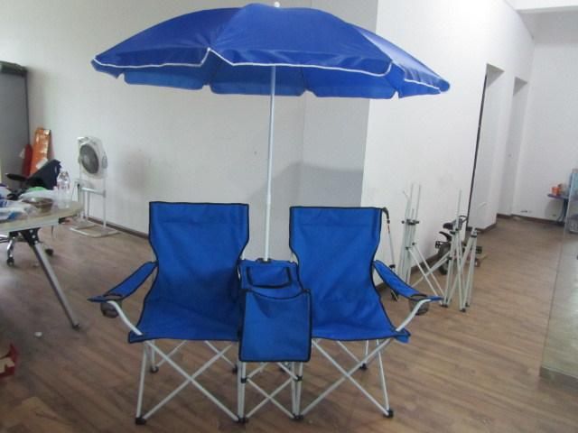 Portable Folding Beach Camping Double Chair, Table Beach Chair Sun Outdoor Shade with Umbrella