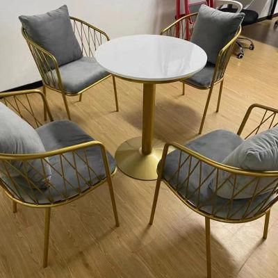 Hot Selling Comfortable Velvet Dining Chairs with Golden Chrome Legs