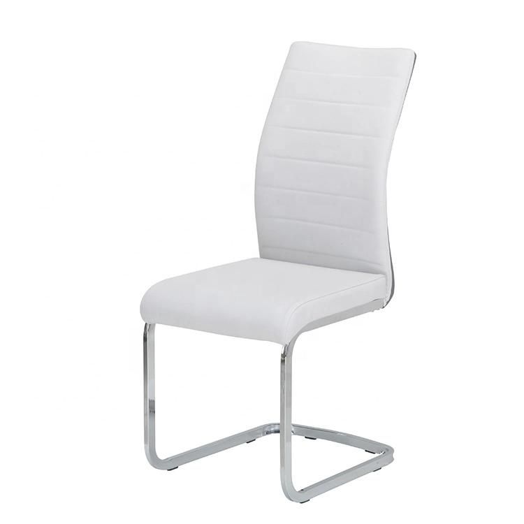 Simple Modern Office Furniture PU Leather Dining Chair Office Chair Chrome Plated Four-Legged Chair for Meeting and Training