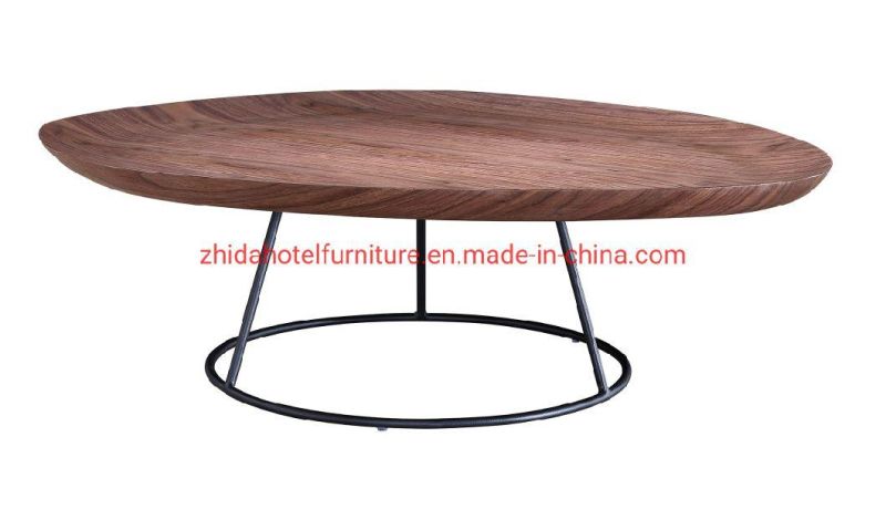 Hotel Bedroom Furniture Living Room Coffee Table with Metal Base