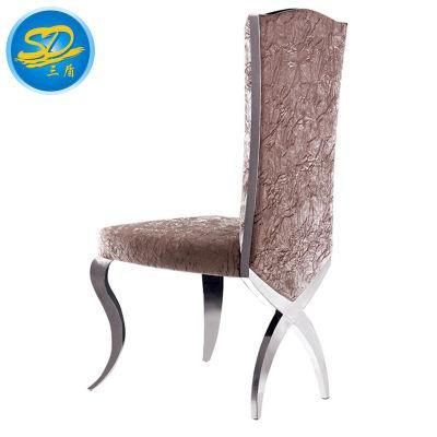 High Back Customized Flannel Fabric Stainless Steel Dining Chair