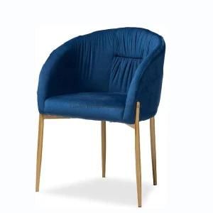Modern Upholstered Round Back Restaurant Fabric Dining Chairs with Armrest