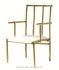 Minimalist Gold Stainless Steel Striped Dining Chair with Upholstered Seat