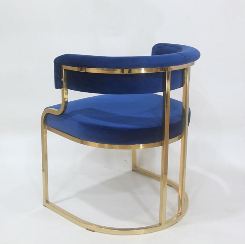 Home Furnitures Velvet Upholstery Golden Stainless Steel Sofa Chair