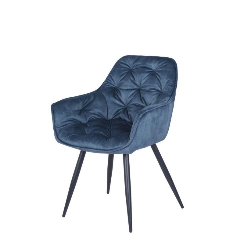 Hot Sale Factory Supply Velvet Fabric Arm Chair with Black Powder Coating Legs