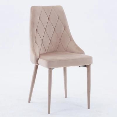 Luxury Furniture Metal Legs Gray Velvet Fabric Restaurant Dining Chair