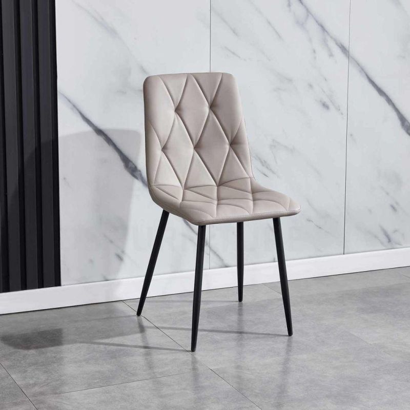 Home Furniture Modern Luxury PU Leather Dining Room Chairs with Metal Legs