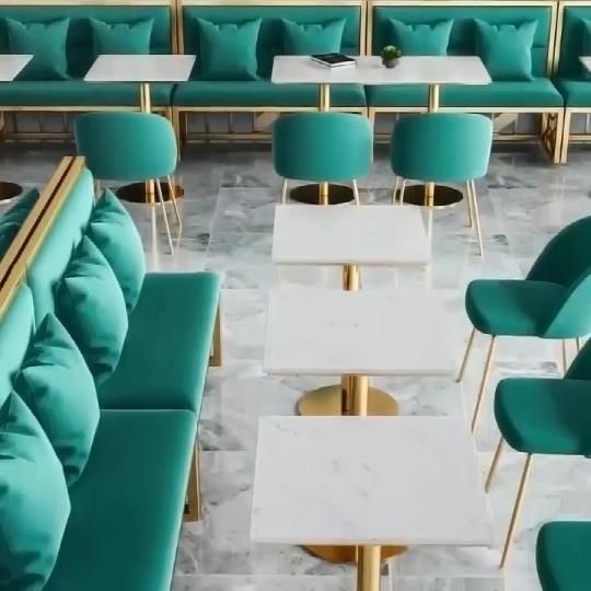 Luxury Upholstered Design Restaurant Modern Fabric Dining Green Dining Velvet Chairs with Golden Legs