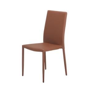 Fabric PU Upholstered Seat High Back Stackable Kitchen Side Dining Chair