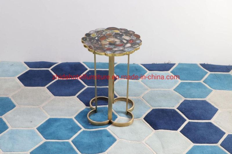 White Marble Top Center Table Gold Stainless Steel Coffee Table