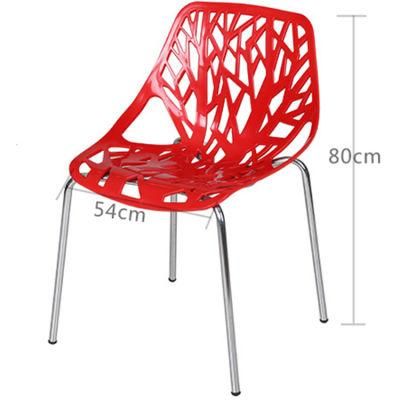 Nordic Restaurant Supermaket Hotel Metal Leg Plastic Meeting Room Chair Hollow Back Stacking Leisure Dining Chair