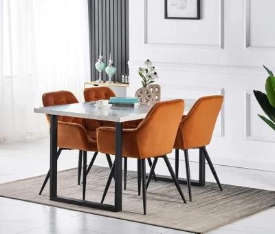 Hot Sale Restaurant Furniture Free Samples Modern Simple Colorful Fabric / Velvet Dining Chair with Metal Legs Sillas PARA Come
