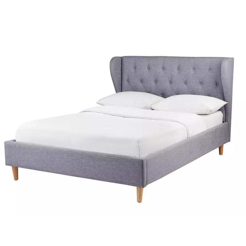 Grey King Size French Cheap Single Diamond Bedroom Furniture Bed Frame Upholstery Bed