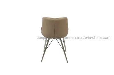 Leather Double Stiching Metal Frame PU Cover Dining Room Chairs