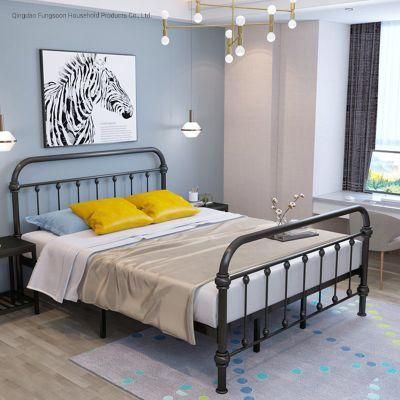 Queen Black Metal Frame Queen Room Double Bunk Iron Bed