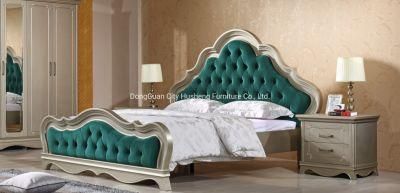 King Double Size Luxury Fabric Caushion Headboard Bed for Modern Design Bedroom Set