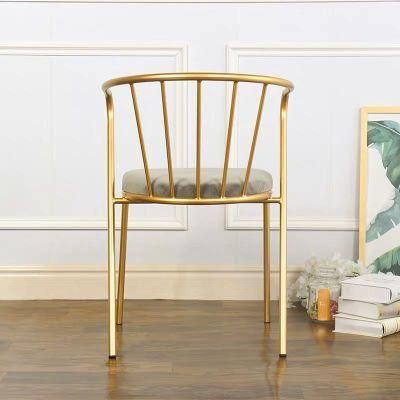 Golden Metal Frame with Armrest Iron Restaurant Furniture Dining Chair