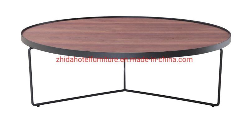 Hotel Lobby Furniture Modern Metal Frame Wooden Top Coffee Table