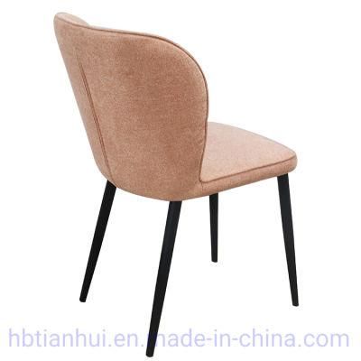 Modern Fashion Colorful Soft Fabric Upholstery Cafe Dining Chair with Metal Leg