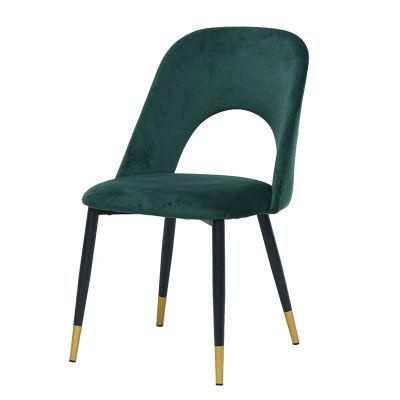Velvet Fabric Seat Black Golden Decoration Legs Green Dining Chair