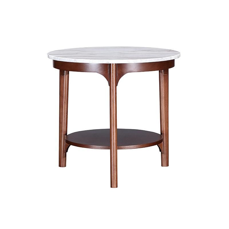 Zhida Accent Fashion Comfortable Living Room Home Furniture Natural Walnut Leg Round Tea Table Vintage Combination Coffee Table