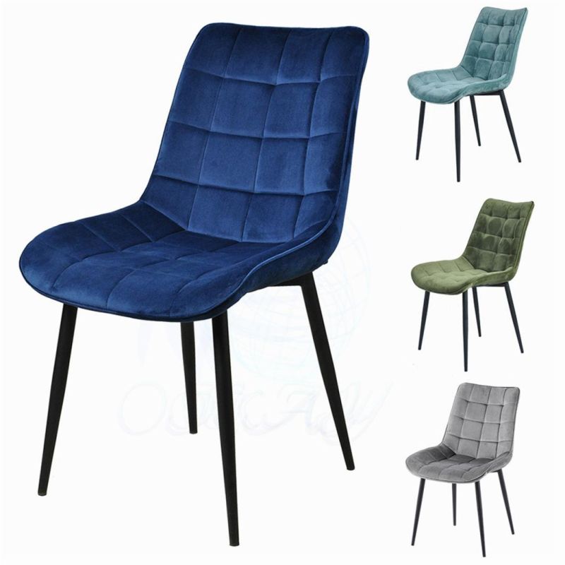Modern Fabric Living Room Restaurant Dining Room Dining Chair Dining Chair with Black Powder Coated Legs