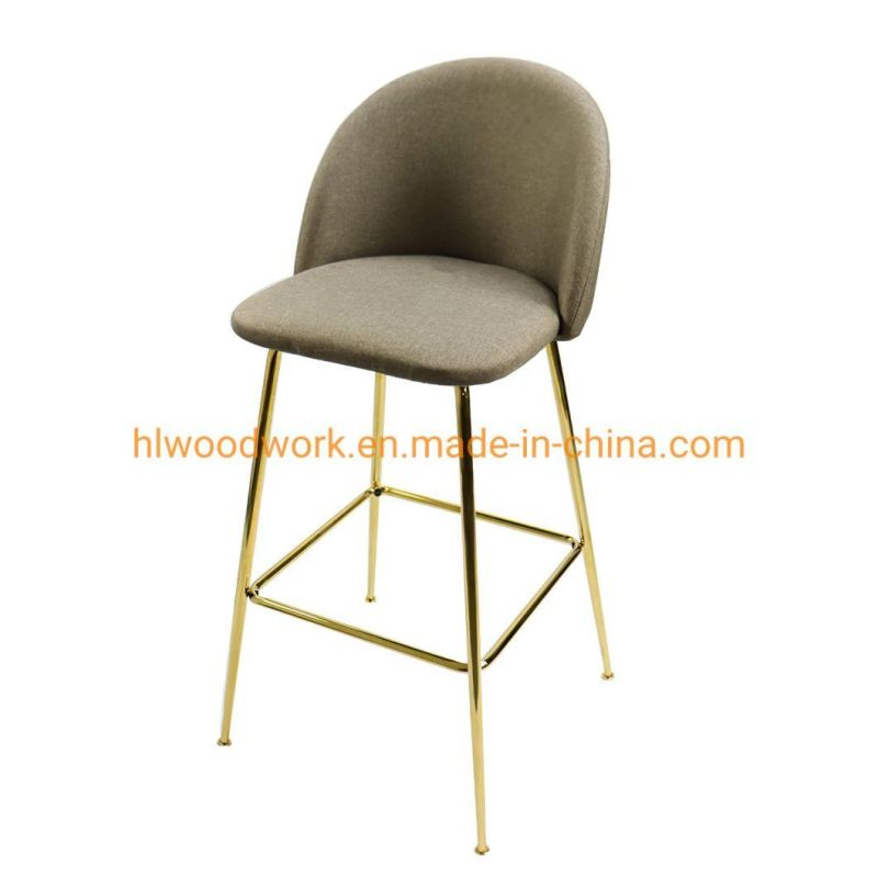 Performance Easy Clean Fabric Bar Stools Counter Bar Table Metal Legs Simple Style Modern Europe Boucle Bar Chair Golden Legs Barstool Barchair