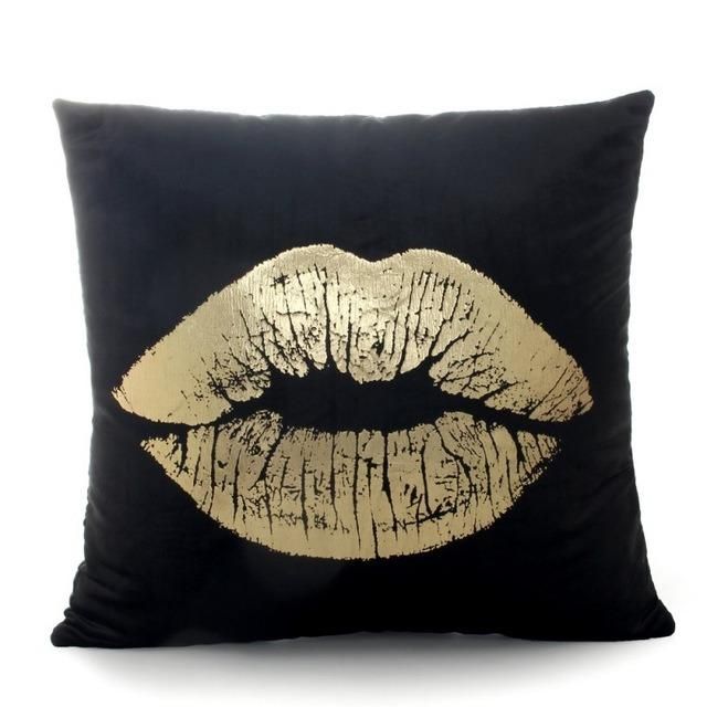 Keep Calm Metallic Printing Sofa Cushion with Black Velvet Fabric