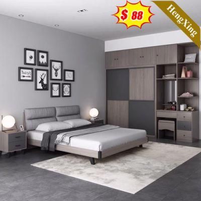 Luxury Hotel Hotel Wardrobe Double King Leather Fabric Bed Furniture Bedroom Set