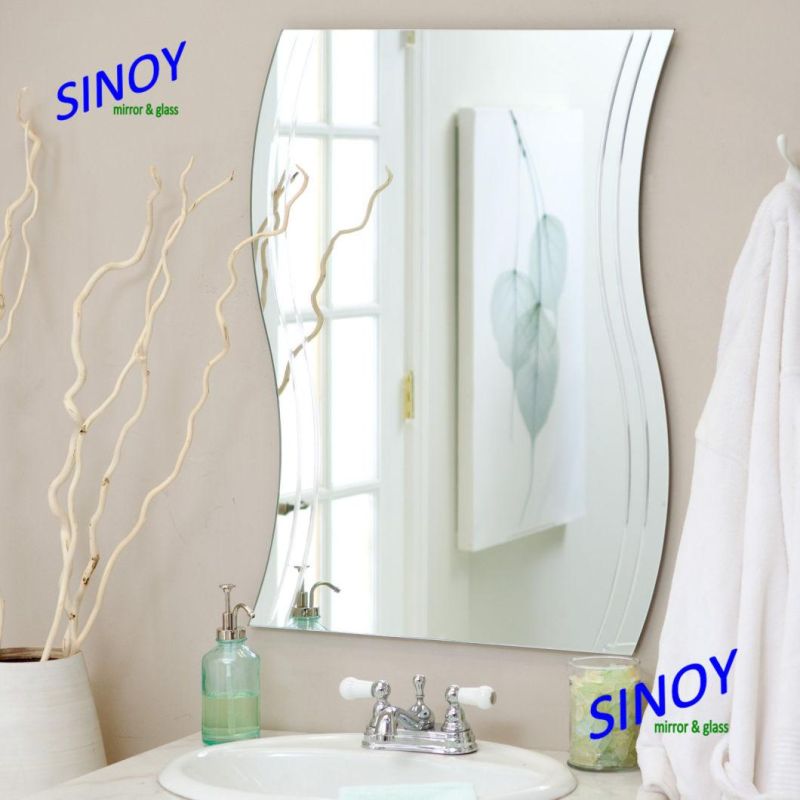 Long Wave Shaped Silver Mirror for Home Deco