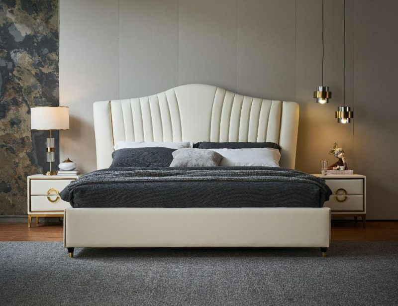 Manufacture Furniture Home Furniture Set Modern Bed Leather Bed a-Wf015