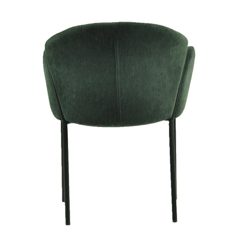 Luxury Green Fabric Soft Seat Round Back Dining Chair Armchair