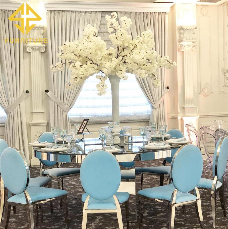 Wholesale Modern Home Furniture Ring Back Stainless Steel Legs Velvet Fabric Tufted Dining Chair