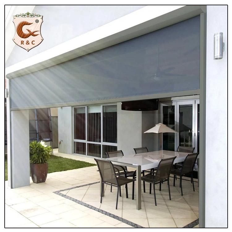 Smart Outdoor Roller Shade Waterproof Fabrics Outdoor Windproof Roller Blind Electric Outdoor Zip Blind