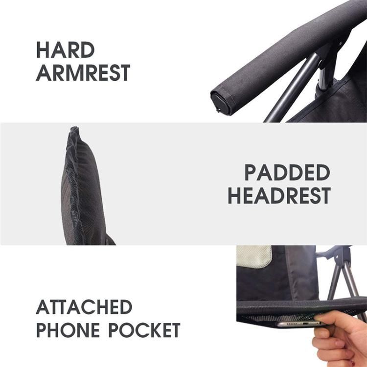 Portable Folding Camping Rocking Chair High Back Hard Armrest