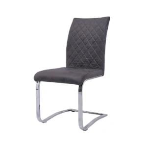 New Technology Upholstered Fabric Modern Style Chrome Legs Dining Chair