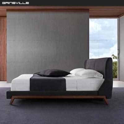 Modern Solid Wooden Bedroom Furniture Soft Double King Bed Storage Available