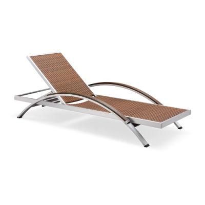 Brushed Aluminium Furniture Metal Deck Lounge Chair Sunbed Sun Loungers