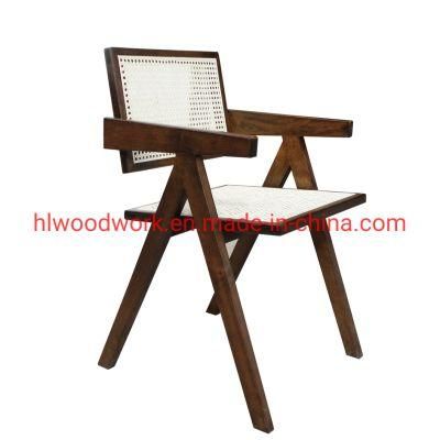 Walnut Color Rattan Chair Ash Wood Frame Dining Chair