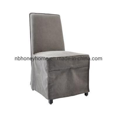 Classic Slip Cover Strict Back Stone Wash Fabric Dining Chair