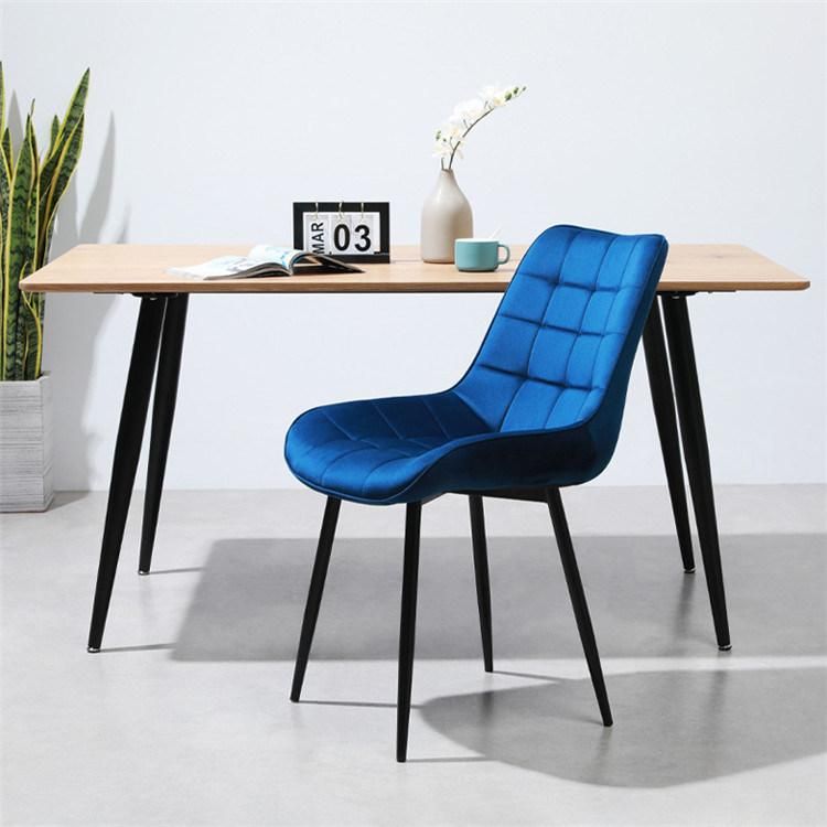 Home Furniture Cafe Chairs Modern Upholstered Blue Velvet Dining Chair for Restaurant