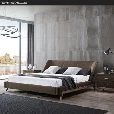 Top Seller Italy Style Modern Furniture Fabric Bed King Bed Double Bed with Wooden Legs