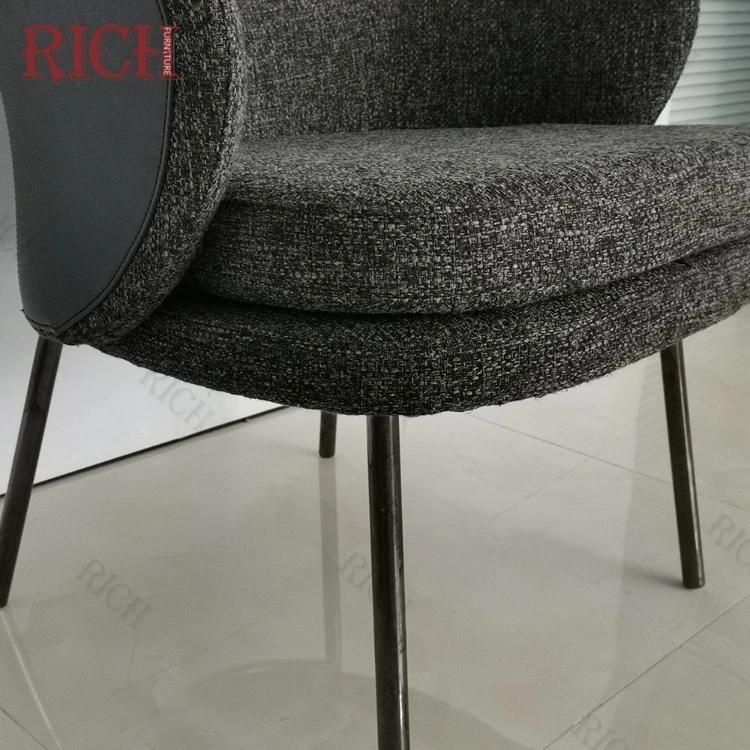 Nordic Modern Stainless Steel Dining Room Chairs Modern Italian Chrome Leg Fabric Leather Dining Chair for Restaurant