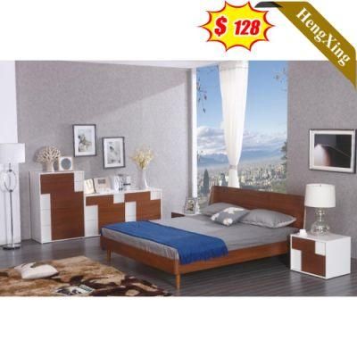 Luxury Hotel Furniture Soft Modern Designer King Size Upholstery Wood Double Beds Set