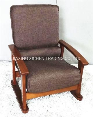Modern Simple Wooden Leg Adjustable Brown Fabric Dining Armchair