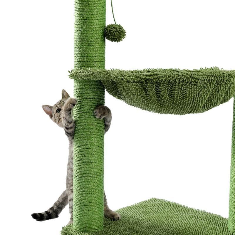 Cat Interactive Cactus Tree Sisal Climbing Scratching Post with Hammock
