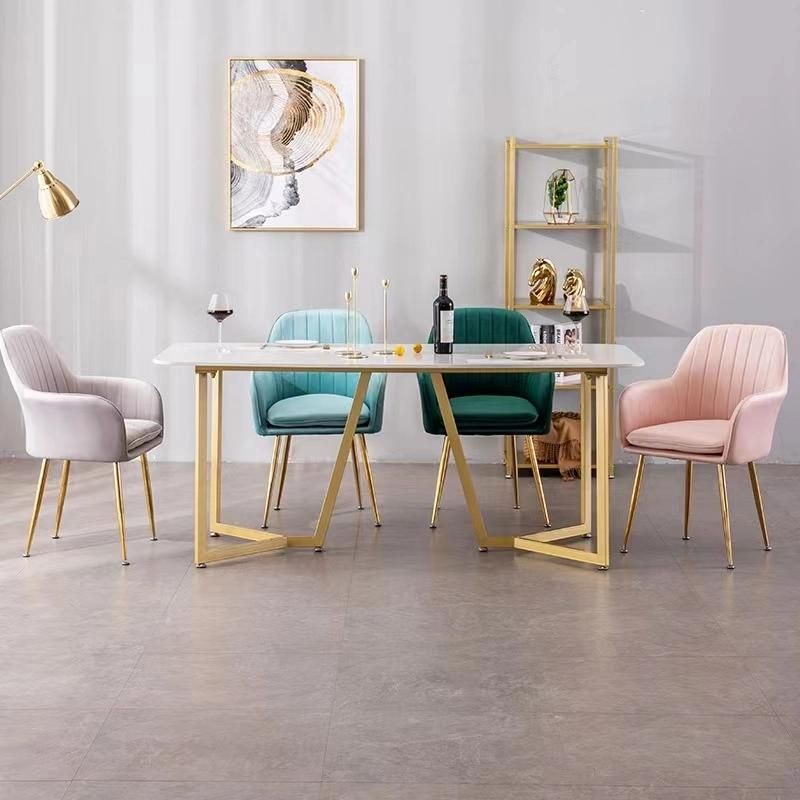 Affordable Luxury Velvet Dining Chair with Gold Legs