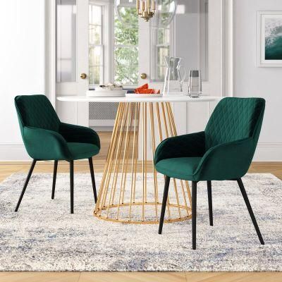 Stylish Velvet Armchair Upholsterey Armed Kitchen Dining Chair